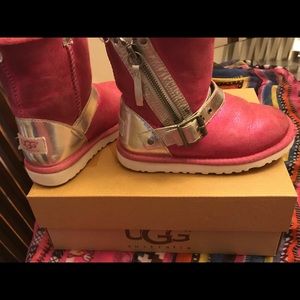 Ugg Blaise Metallic Patent Pink Toddler Girl Sz 10
